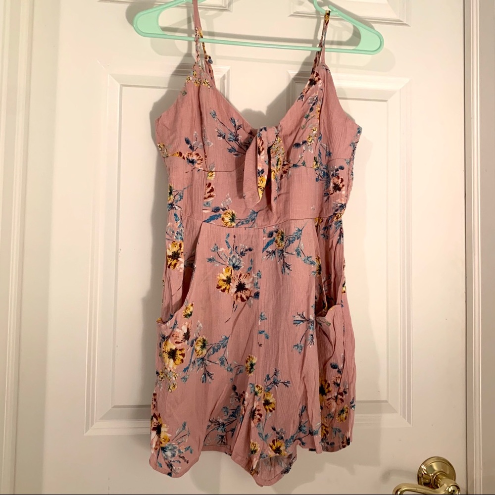 Pink floral romper